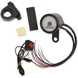 MINI PROGRAMMABLE ELECTRONIC SPEEDOMETERS 220 KPH, BLACK - WHITE FACE - 2210-0423