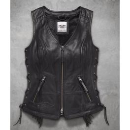 Women's Boone Fringed Leather Vest - LCS9801418VW