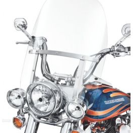 King-Size H-D Detachables Windshield for FL Softail Models - 23 in. Clear, Polished Braces - LCS57400114