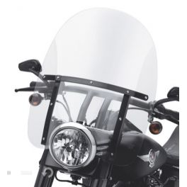 King-Size H-D Detachables Windshield for FL Softail Models - 21 in. Clear, Gloss Black Braces - lcs5768810
