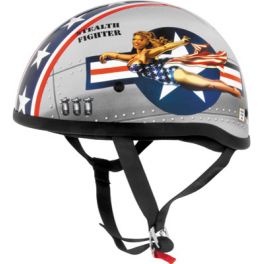 Skid Lid Original Bomber Pinup Silver Half Helmet