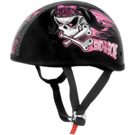 Skid Lid Original Bad To The Bone Black and Pink Half Helmet Skid Lid Original Bad To The Bone Black and Pink Half Helmet