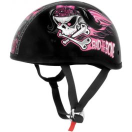 Skid Lid Original Bad To The Bone Black and Pink Half Helmet