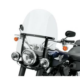 King-Size H-D Detachables Windshield for FL Softail Models - 21" Clear, Gloss Black Braces LCS57400110