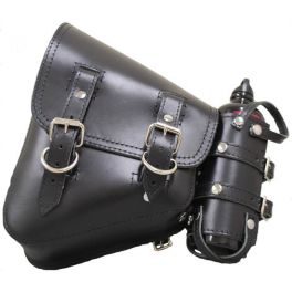 V ROD LEFT SIDE SOLO SADDLE BAG WITH FUEL BOTTLE HOLDER - BLACK PLAIN SVRDL03BH