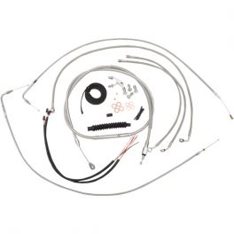 BRAIDED STAINLESS COMPLETE HANDLEBAR CABLE AND BRAKE LINE KIT 0610-1334